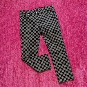 White House Black Market Slim Ankle Printed Pants Black White Size 8S